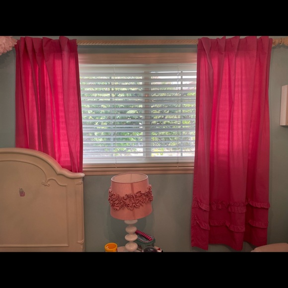 Land of Nod Hot Pink Ruffle Panel x 2 - Picture 2 of 6